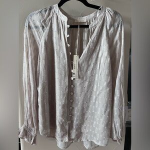 Lovestitch Cream Textured Button-Down Blouse